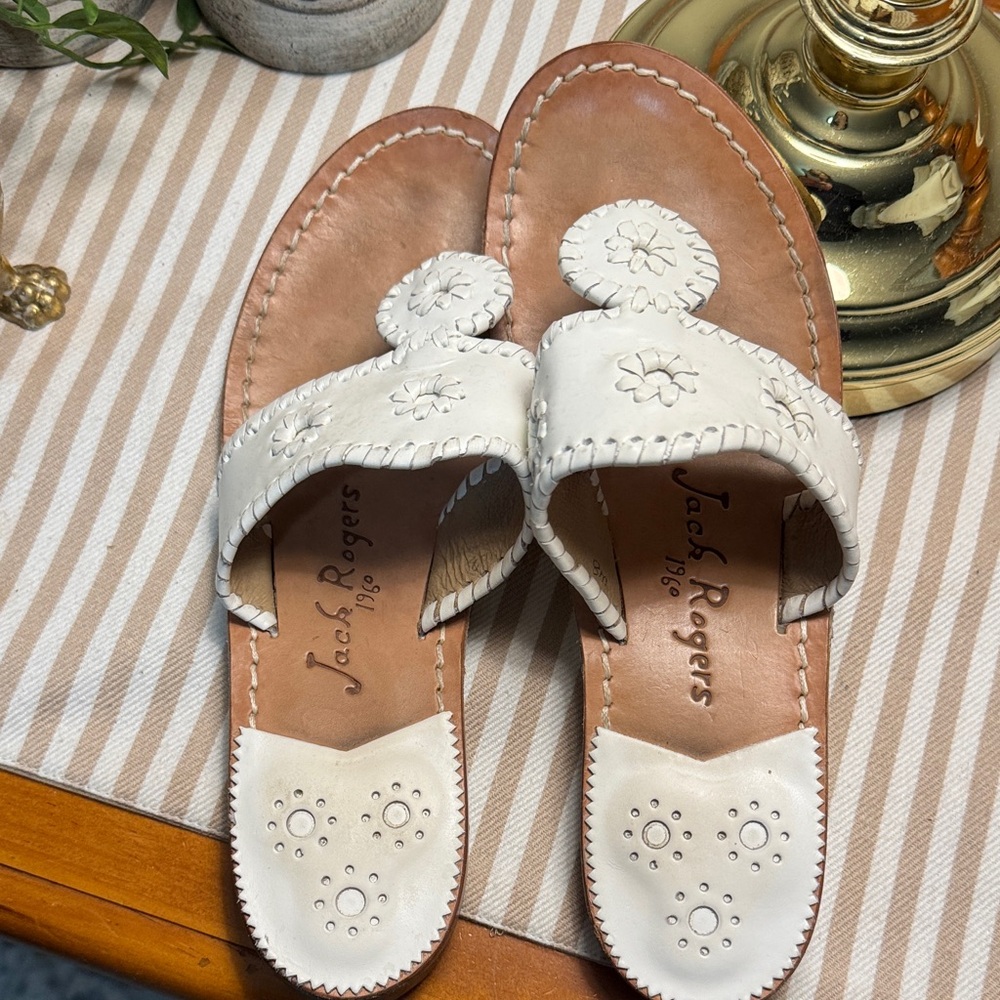 Jack Rogers White Leather Sandals - Picture 3 of 4